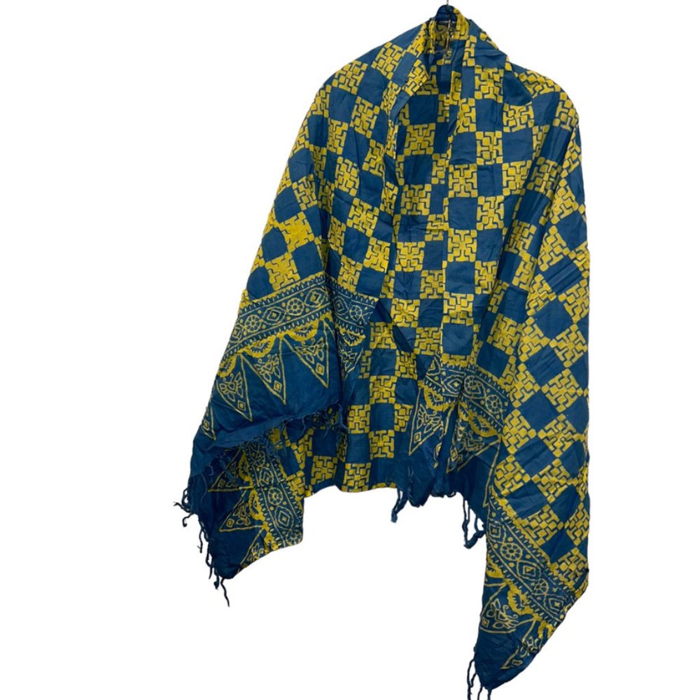 FANTASTIC colors blue yellow butterfly multi print cotton pareo wrap sca…